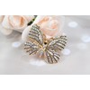 Gyn&Joy Womens Clear Crystal Rhinestone Butterfly Brooch