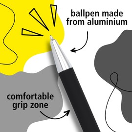 ONLINE Soft Metal ballpoint pen, Classic Black, retractable ballpen, aluminum, replaceable refill, soft touch feeling, premium writing experience with black writing colour, durable design colour black