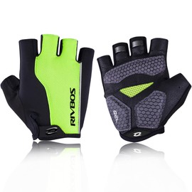 RIVBOS CHG001 Bicycle Gloves, Cycling Gloves, Fingerless, Sculpted Design, With Gel Pads, Summer Use, Abrasion-Resistant, Ventilated, Men’s, Women’s, Junior, Unisex - 2-fluorescent green