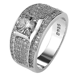 Square Cut Simulation 5A Moissanite Engagement Ring 925 Sterling Silver CZ Ring Men's Ring Fashion Domineering Business Men's Wedding Ring Inlaid Zircon Ring CZC012 (9)