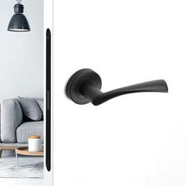 Decoranddecor Apex Matt Black Lever On 54mm Rose Door Handles Internal Curved Design Aluminium - Handles Only