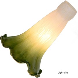 Bieye LS05S Lily Flower Blown Glass Lampshade (White Green, Opening I.D. 0.87" x O.D. 1")