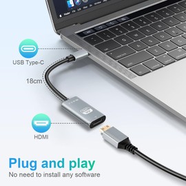 AXFEE USB C to HDMI Adapter, 4K@30Hz Type C to Hdmi-Adaptar, Thunderbolt 3 to HDMI-Converter, Compatible with Phone 15 Series, MacBook Pro/Air, i-Pad Pro, Surface Book