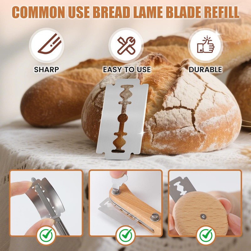 CUNSENR Bread Lame Blades Refill – Stainless Steel Scoring Blades