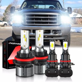 CHUSYYRAY For Ford F250 F350 Super Duty 2001-2004 Combo 9007 LED Headlight 9145 Fog Bulb