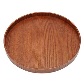 Wooden Round Tea Cup Tray Coffee Plates Holder Serving Tray for Teahouse HomeDark Brown 27cmx2cm