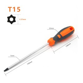 4-Piece T15 T20 T25 T30 Torx Screwdriver Set, 150 mm Magnetic Torx Driver Star Bit Screwdriver for Computer Repair, Automotive Tools and Home Appliances