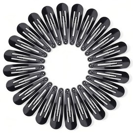 Hair Clips Women Black Metal Snap Clips 2 inch Barrettes for Kids and Girls Hair Styling Accessories (Black, 40 Pcs)