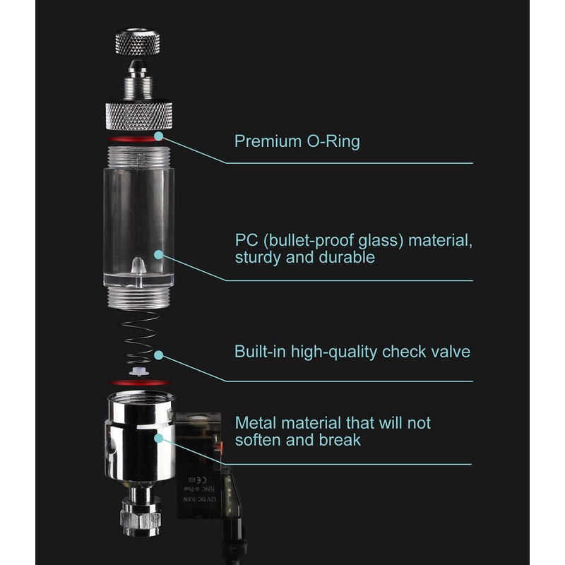 Clscea CO2 Bubble Counter with Solenoid Valve and Check Valve