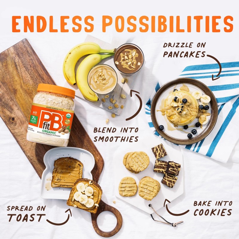 Pbfit 30 Ounce Organic Peanut Butter Powder, Powdered Peanut Spread