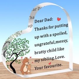 AMZQ Dad Gifts Dear Dad Heart Shaped Plaque Present Dad Christmas Birthday Gifts Keepsake
