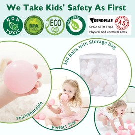 TRENDPLAY Star Balls- Pit Balls for Toddler/Dog/Turtle/Ferret/Cat Play Filling Playpen Kid Ball Pool, Birhday Party Baby Shower Party Christms Decorations,Beige+White+Clear