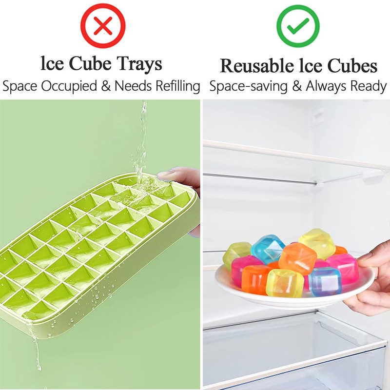 KEELYY 60 x Reusable Ice Cubes, Plastic BPA-Free, Party Ice