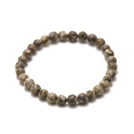 Miracles Minéraux 6mm Round Beads Bracelet Natural Stone French Craftsmanship Over 60 Choices, Natural stone / gemstone wrist circumference 17-18 cm (stretchable). Size of the beads: 6 mm, Fossil