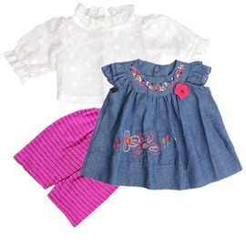 22 inch Reborn Baby Girl Doll Clothes Newborn Denim Dress 3Pcs Set Fit for 20-23 inch Reborn Doll