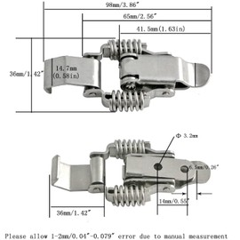 NRC&XRC Stainless Steel Rustic Industrial Double Spring Locking Latch Hasp Chest Toggle Catch Clasp Furniture Hardware Accessories w/Screws (4, M)
