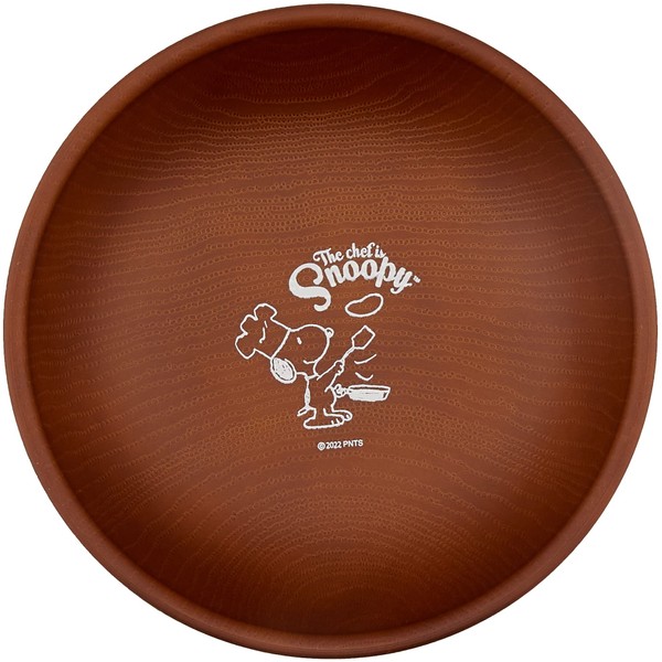 Marimo Craft SPZ-2563 Snoopy Chef Series Wood Grain Salad Bowl, Brown, Φ5.9 x D1.6 inches (15 x 4 cm)