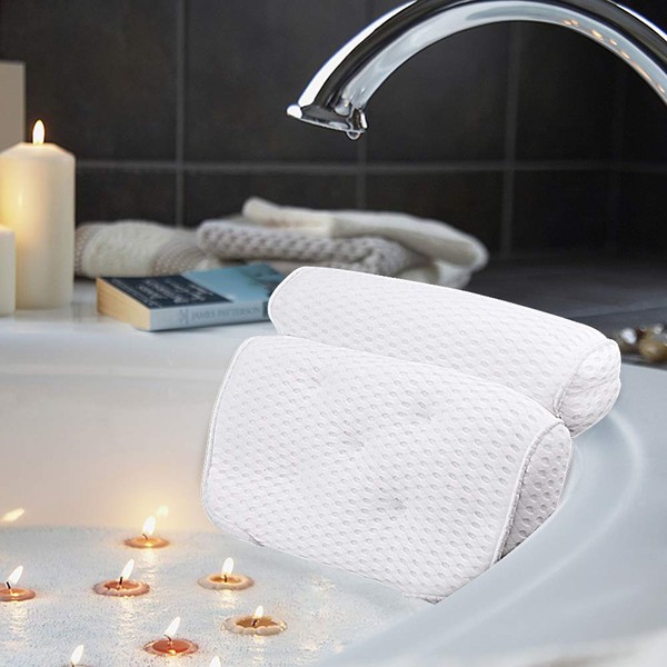 AmazeFan Bath Pillow, Luxury Bathtub & Spa Pillow with 4D Air Mesh Technology and 7 Suction Cups Support Function for Head, Back, Shoulder, Neck, Suitable for Bathtubs and Home Spa