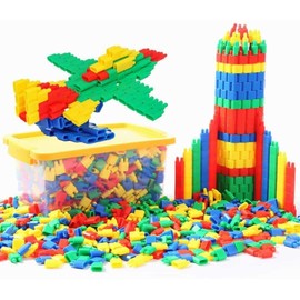 ITODA Kids Bullet-Shaped Construction Building Blocks DIY Puzzle Toys Plastic Assembly Stacking Toys 3D Early Educational Childhood Toys with Storage Box Birthday