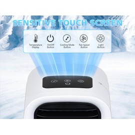 FANSEXPERT Evaporative Air Cooler, 5 Speeds, 2 Mist Settings, 12.5 floz Water Tank, 7-color Ambient Lights, Portable Space Cooler for Room, Office, Car, Camping