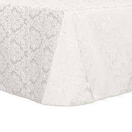 Ultimate Textile Saxony 90 x 132-Inch Rectangular Damask Tablecloth White
