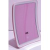 Adjustable Tabletop Vanity Mirror, Pink Frame with Stand, Rectangular Design