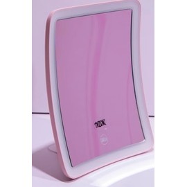Adjustable Tabletop Vanity Mirror, Pink Frame with Stand, Rectangular Design
