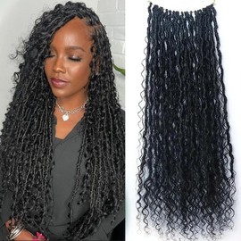 Pre Crochet Boho Locs Braids Hair Pre Looped With Human Hair Curls Curly Ends Extensions For Black Women 50 Strands(22 inch)