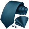 HISDERN Men's Wedding Ties and Pocket Square Solid Tie Cufflinks