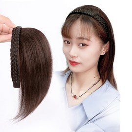 QIAOXI Women's Bangs Wig, Headband, Partial Wig, Hair Clip, Point Wig, Part Cover, Costume, Heat Resistant, Thick, Natural