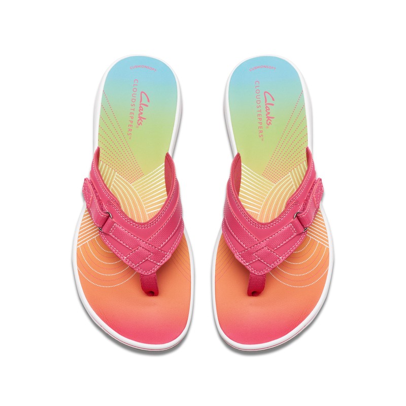 Clarks Clarks Women's Breeze SEA Flip-Flop, Bright Pink Ombre, 6