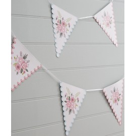 Ginger Ray FF-206 Florales Design, zum Aufhängen aus Papier Party-Wimpelkette, 12 Flaggen