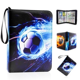 Football Cards Scrapbook, 50 Pages 400 Cards Capacity Trading Cards Album Football with Zip and Handle, Removable Football Scrapbook for Football Cards in Standard Format Playing Cards