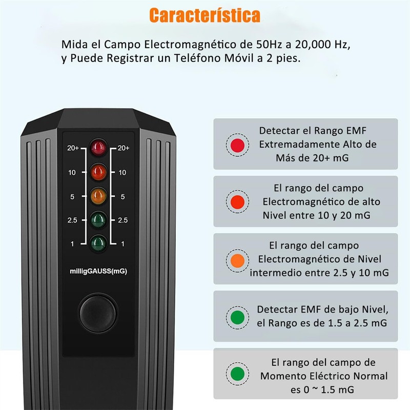 NuVeNa Medidor EMF, Detector De Campo Magnético con Indicador de