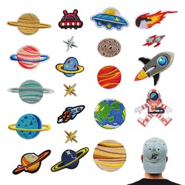 YACHUN Patch Applique Embroidery Patch, Universe Star Sphere, Space Large Assembly, Repair Patch, Set of 21, Attaches or Sew with Patches, DIY Clothes, Decorative Accessories, For School Entrance
