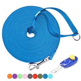 BAAPET 15/20/30/50/100 ft Long Dog Training Leash with Clickers for Small, Medium and Large Dogs or Cats (20 Feet, Blue)