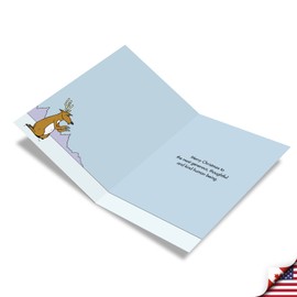 NobleWorks - Christmas Card with Envelope (4.63 x 6.75 Inch) - Cartoon Xmas Notecard Winter Holiday Card, Adults - Brown-Nosed Reindeer 4355