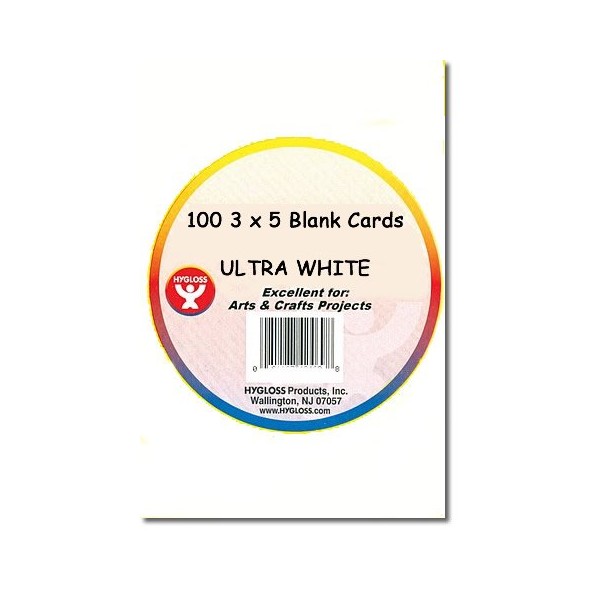Hygloss Products Ultra White Blank Flash Cards - Great Study Tool - Multitude of Uses - 3” x 9” - 100 Cards