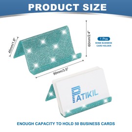PATIKIL Business Card Holder for Desk, Acrylic Business Card Holders Shine Card Stand Organizer Cards Display for Office Exhibition, Lake Blue