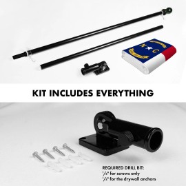 UD_G128 Combo Pack: 5 Ft Tangle Free Spinning Flagpole (Black) & North Carolina Flag 2.5x4 Ft Embroidered 220GSM Spun Polyester,