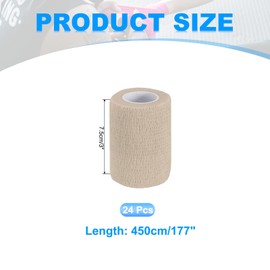 PATIKIL Self Adhesive Bandage Wrap 177" x 3", 24 Pcs Elastic Self Adherent Self Breathable Wrap Tape for Sport Stretch Athletic Wrist Ankle Outdoor Tape, Light Skin