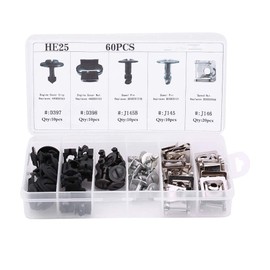 Car Mounting Clips, Pack of 60 5 Types Mounting Clip for Engine Floor Cover Lower Engine Cover Bonnet Protection Clip