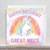 Second Ave Cute Pink Unicorn Great Niece Square Birthday Greeting