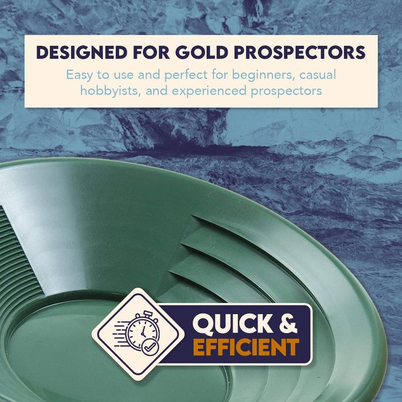 SE 12 Inch Gold Panning Pan - Dual Riffles for