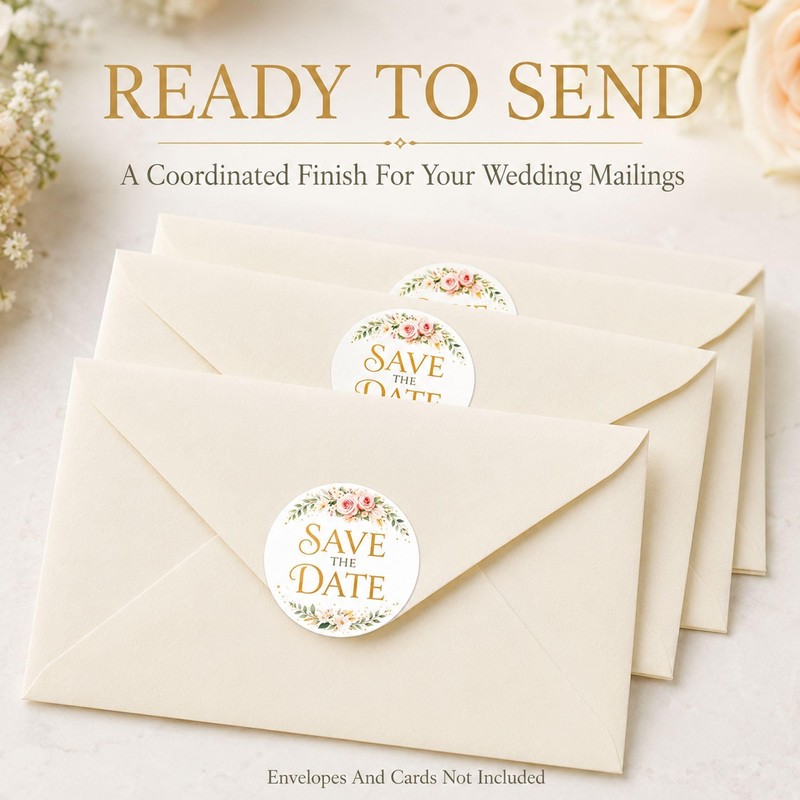Save The Date Envelope Stickers: 120 Pcs Floral Seals 1.6