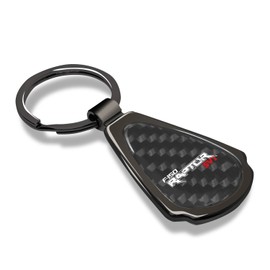 iPick Image for - Ford F-150 Raptor SVT Real Black Carbon Fiber Gunmetal Gray Metal Teardrop Key Chain
