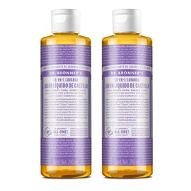 Dr. Bronner's | Jabón de castilla orgánico multiusos, ideal para todo el cuerpo, 100% biodegradable con aceite esencial relajante de Lavanda 240 ml (2 Pack)