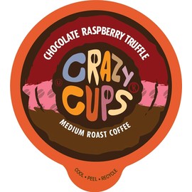Crazy Cups Flavored Coffee for Keurig K-Cup Machines, Chocolate Raspberry Truffle, Hot or Iced Drinks, 22 Single Serve, Recyclable Pods