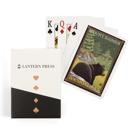 Lantern Press Black Bear in Forest, Mount Rainier, Washington (52 Playing Cards, Poker Size Card Deck with Jokers)
