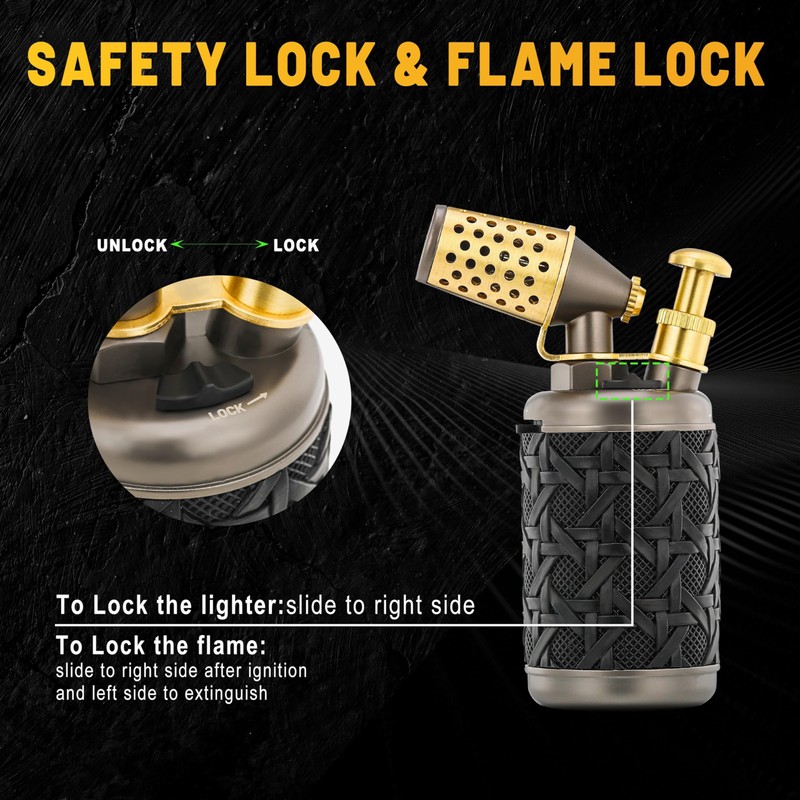 Ambrogio.L Jet Torch Lighter,Tabletop Refillable Butane Gas Windproof Cigar Copper